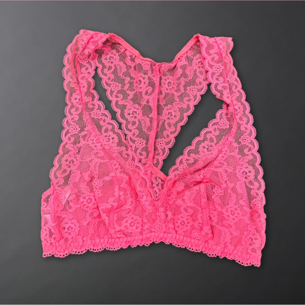VS Pink Bright Pink Lace Bralette